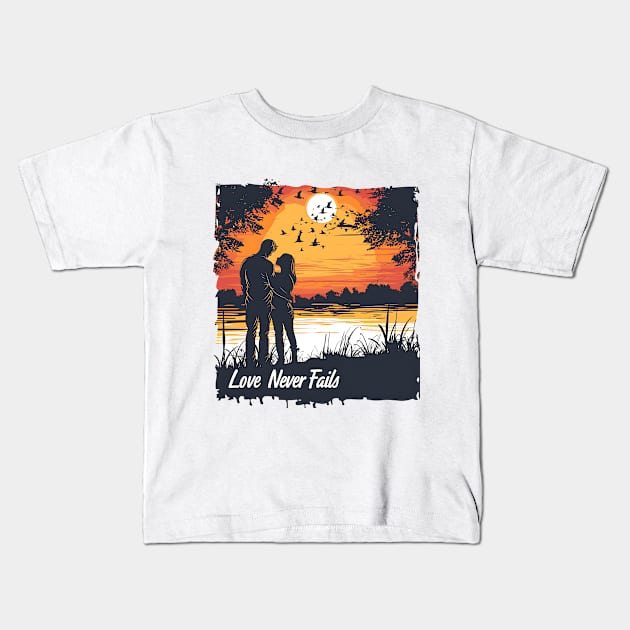 Love never fails Kids T-Shirt by Printashopus